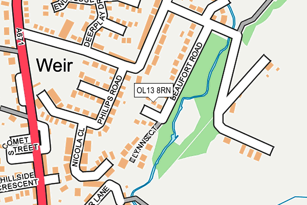 OL13 8RN map - OS OpenMap – Local (Ordnance Survey)