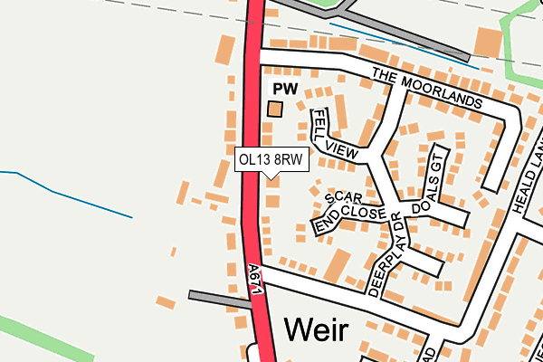 OL13 8RW map - OS OpenMap – Local (Ordnance Survey)