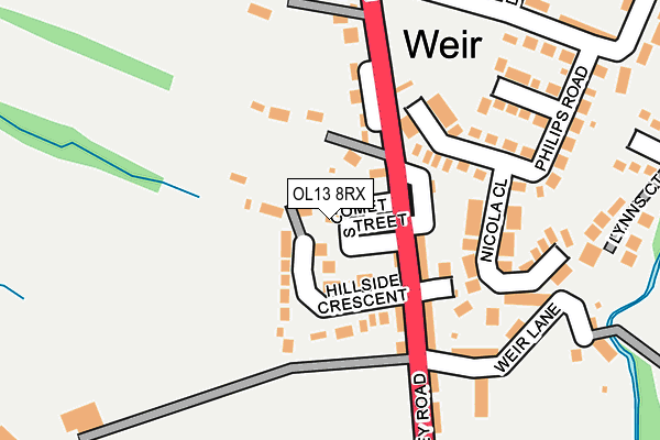 OL13 8RX map - OS OpenMap – Local (Ordnance Survey)