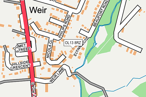 OL13 8RZ map - OS OpenMap – Local (Ordnance Survey)