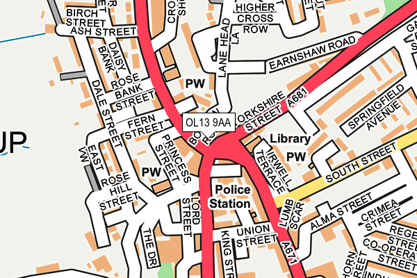 OL13 9AA map - OS OpenMap – Local (Ordnance Survey)