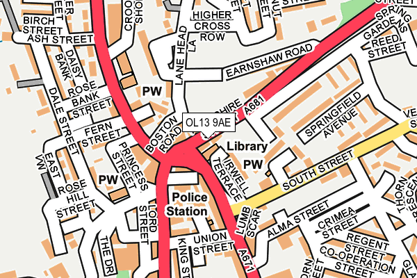 OL13 9AE map - OS OpenMap – Local (Ordnance Survey)