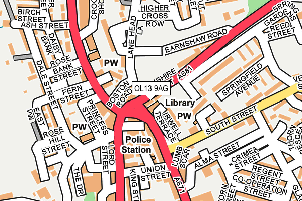 OL13 9AG map - OS OpenMap – Local (Ordnance Survey)