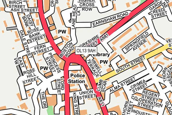 OL13 9AH map - OS OpenMap – Local (Ordnance Survey)