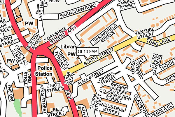 OL13 9AP map - OS OpenMap – Local (Ordnance Survey)