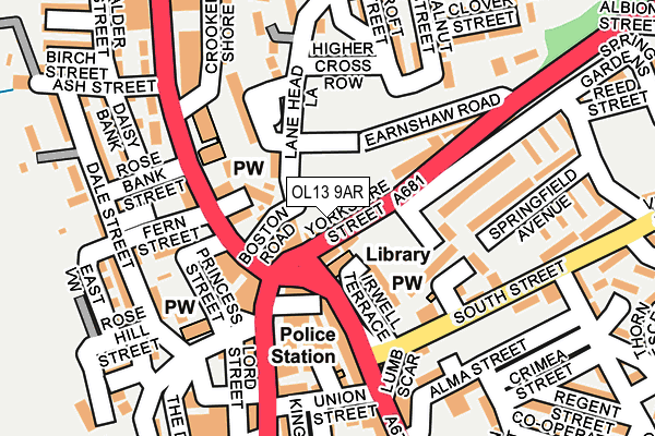 OL13 9AR map - OS OpenMap – Local (Ordnance Survey)