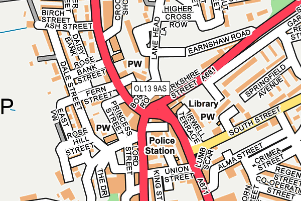 OL13 9AS map - OS OpenMap – Local (Ordnance Survey)