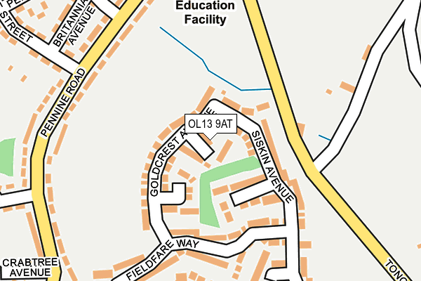 OL13 9AT map - OS OpenMap – Local (Ordnance Survey)