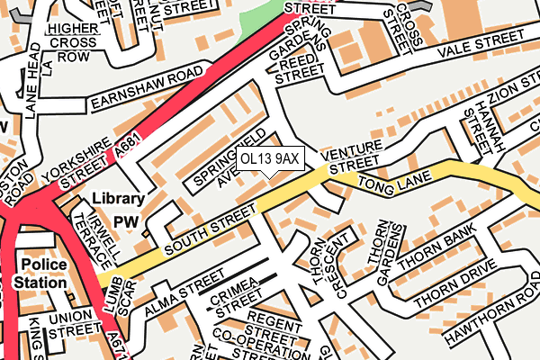 OL13 9AX map - OS OpenMap – Local (Ordnance Survey)