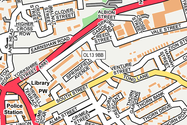 OL13 9BB map - OS OpenMap – Local (Ordnance Survey)