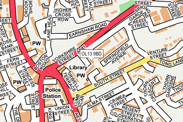 OL13 9BD map - OS OpenMap – Local (Ordnance Survey)