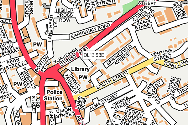 OL13 9BE map - OS OpenMap – Local (Ordnance Survey)