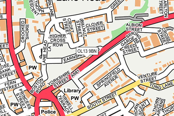 OL13 9BN map - OS OpenMap – Local (Ordnance Survey)