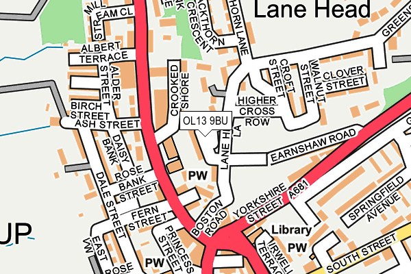 OL13 9BU map - OS OpenMap – Local (Ordnance Survey)