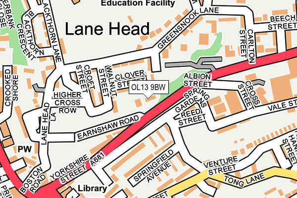 OL13 9BW map - OS OpenMap – Local (Ordnance Survey)