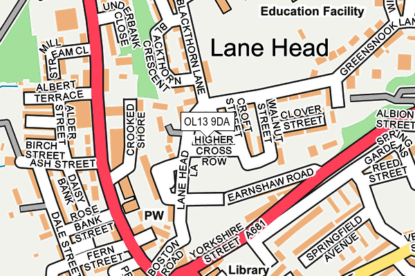 OL13 9DA map - OS OpenMap – Local (Ordnance Survey)