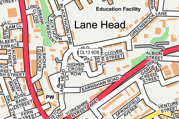 OL13 9DB map - OS OpenMap – Local (Ordnance Survey)