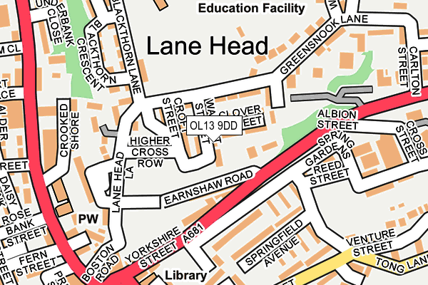 OL13 9DD map - OS OpenMap – Local (Ordnance Survey)