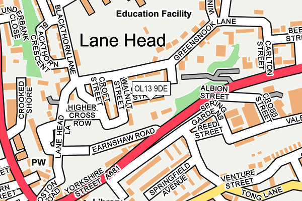 OL13 9DE map - OS OpenMap – Local (Ordnance Survey)