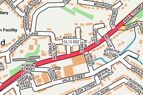 OL13 9DZ map - OS OpenMap – Local (Ordnance Survey)