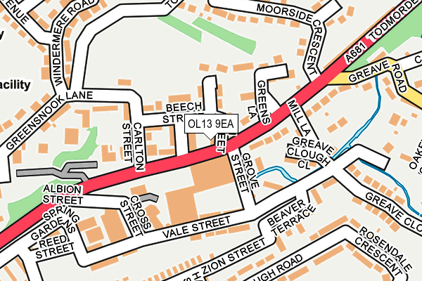 OL13 9EA map - OS OpenMap – Local (Ordnance Survey)