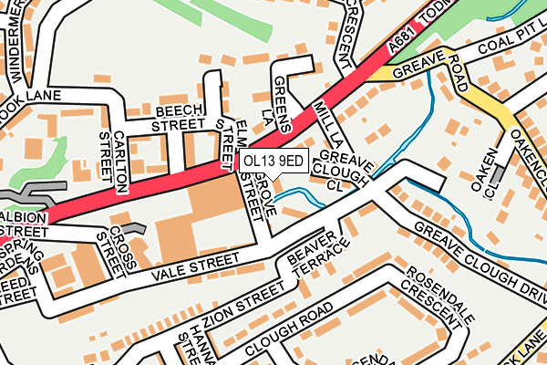 OL13 9ED map - OS OpenMap – Local (Ordnance Survey)