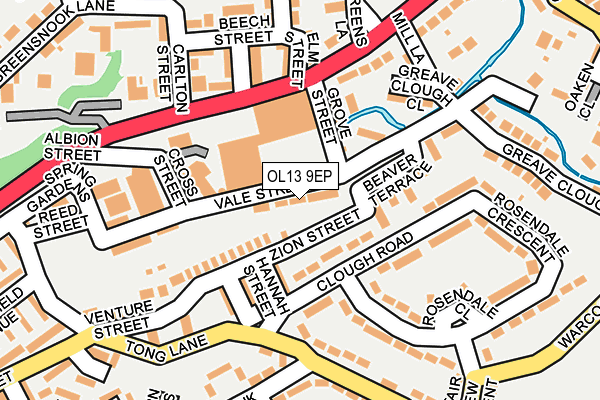 OL13 9EP map - OS OpenMap – Local (Ordnance Survey)