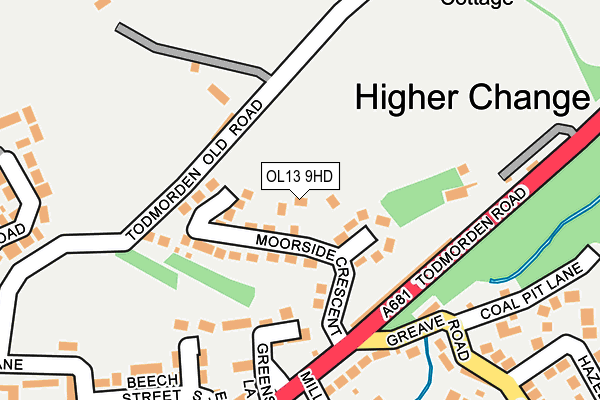 OL13 9HD map - OS OpenMap – Local (Ordnance Survey)