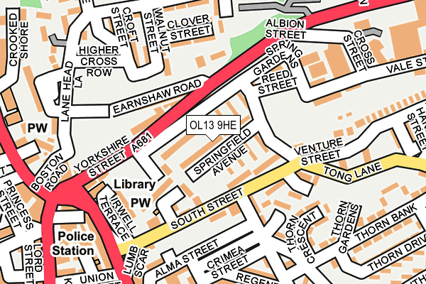 OL13 9HE map - OS OpenMap – Local (Ordnance Survey)