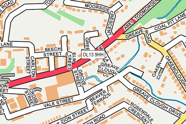 OL13 9HH map - OS OpenMap – Local (Ordnance Survey)