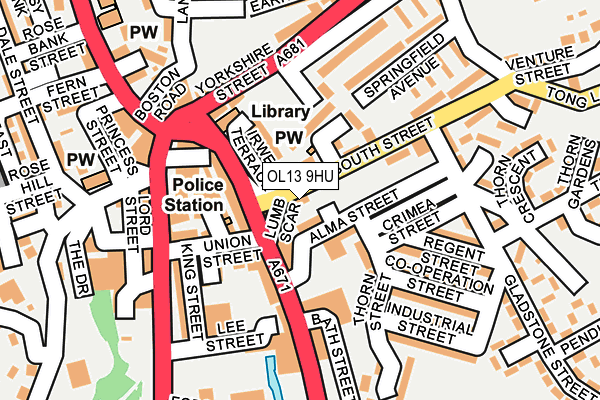 OL13 9HU map - OS OpenMap – Local (Ordnance Survey)