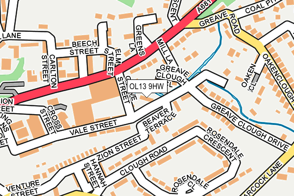 OL13 9HW map - OS OpenMap – Local (Ordnance Survey)