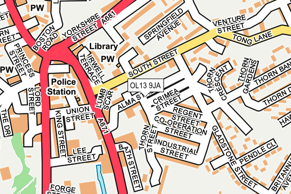 OL13 9JA map - OS OpenMap – Local (Ordnance Survey)