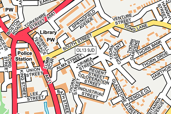 OL13 9JD map - OS OpenMap – Local (Ordnance Survey)