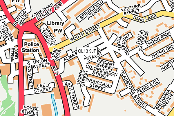OL13 9JF map - OS OpenMap – Local (Ordnance Survey)