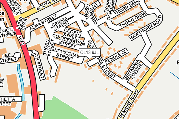 OL13 9JL map - OS OpenMap – Local (Ordnance Survey)