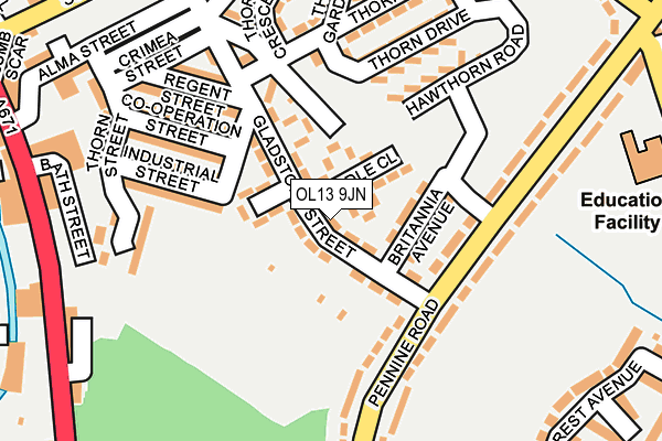 OL13 9JN map - OS OpenMap – Local (Ordnance Survey)