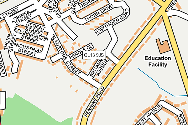 OL13 9JS map - OS OpenMap – Local (Ordnance Survey)