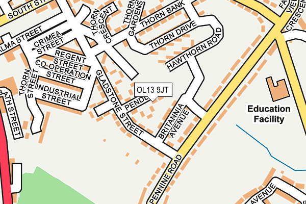 OL13 9JT map - OS OpenMap – Local (Ordnance Survey)