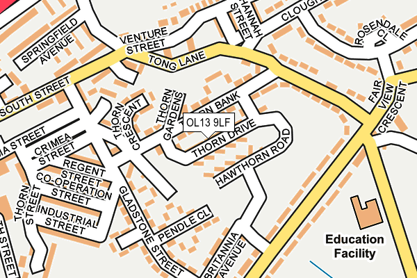 OL13 9LF map - OS OpenMap – Local (Ordnance Survey)