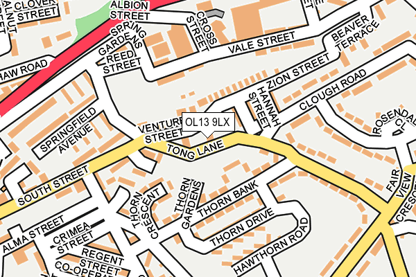 OL13 9LX map - OS OpenMap – Local (Ordnance Survey)