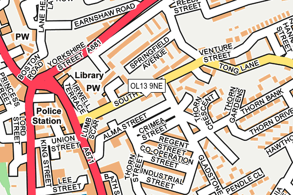OL13 9NE map - OS OpenMap – Local (Ordnance Survey)