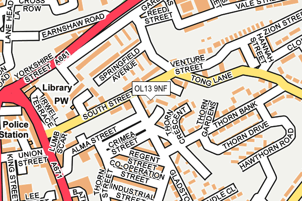 OL13 9NF map - OS OpenMap – Local (Ordnance Survey)