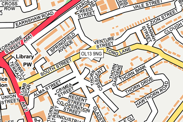 OL13 9NG map - OS OpenMap – Local (Ordnance Survey)