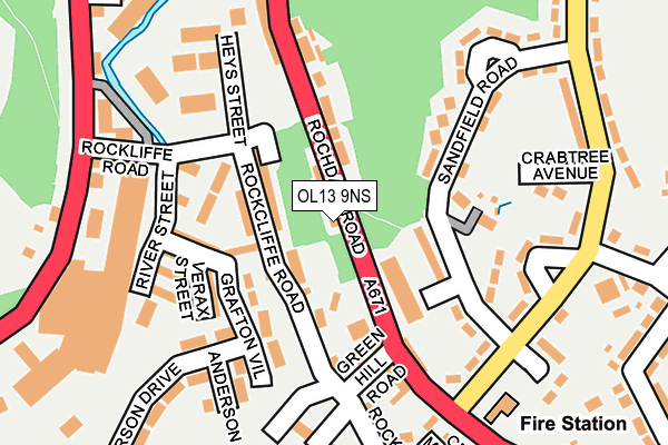 OL13 9NS map - OS OpenMap – Local (Ordnance Survey)