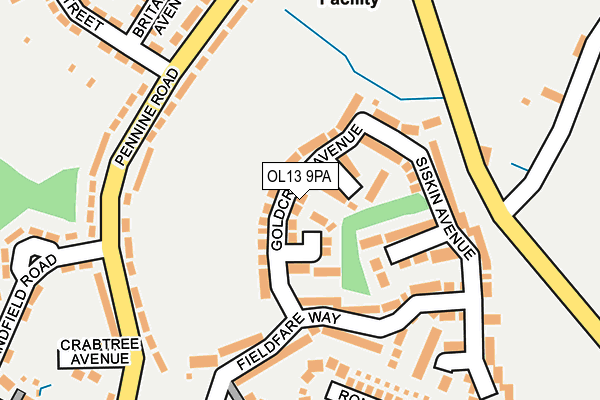 OL13 9PA map - OS OpenMap – Local (Ordnance Survey)