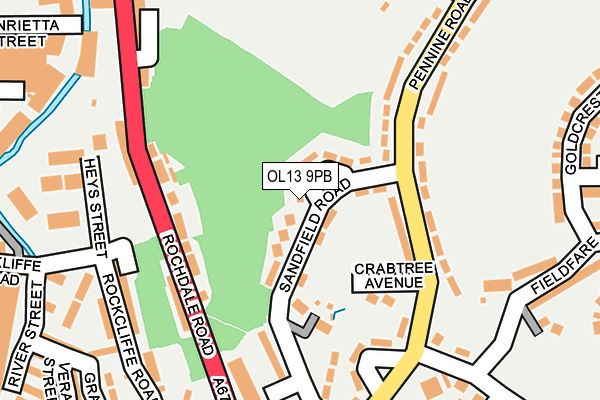 OL13 9PB map - OS OpenMap – Local (Ordnance Survey)