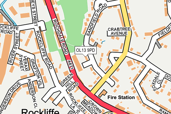 OL13 9PD map - OS OpenMap – Local (Ordnance Survey)