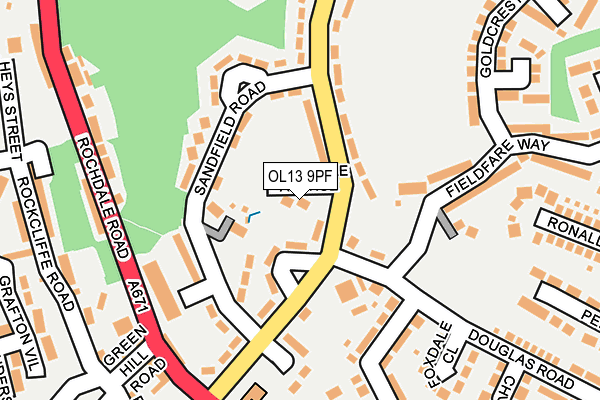 OL13 9PF map - OS OpenMap – Local (Ordnance Survey)