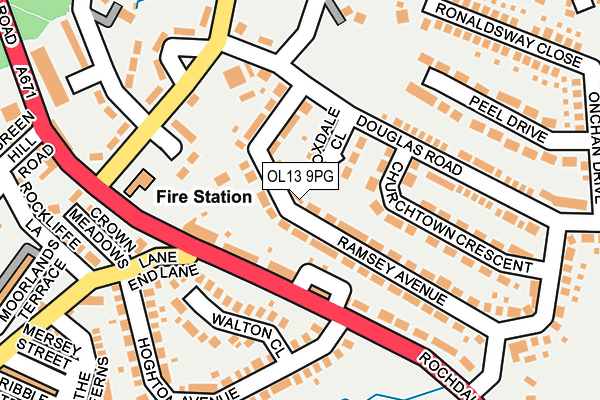 OL13 9PG map - OS OpenMap – Local (Ordnance Survey)